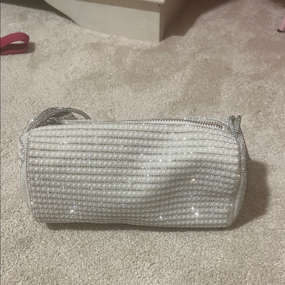 Elegant Silver Beaded Women's Bag